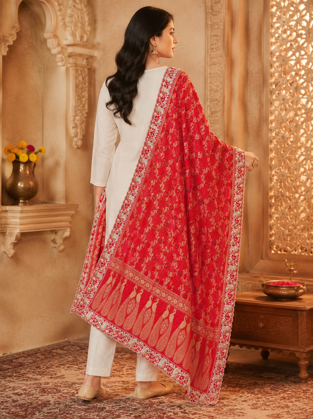KcPc Letest Khaddi Georgette kalamkari Style With Embroidery Work DupattaTUF