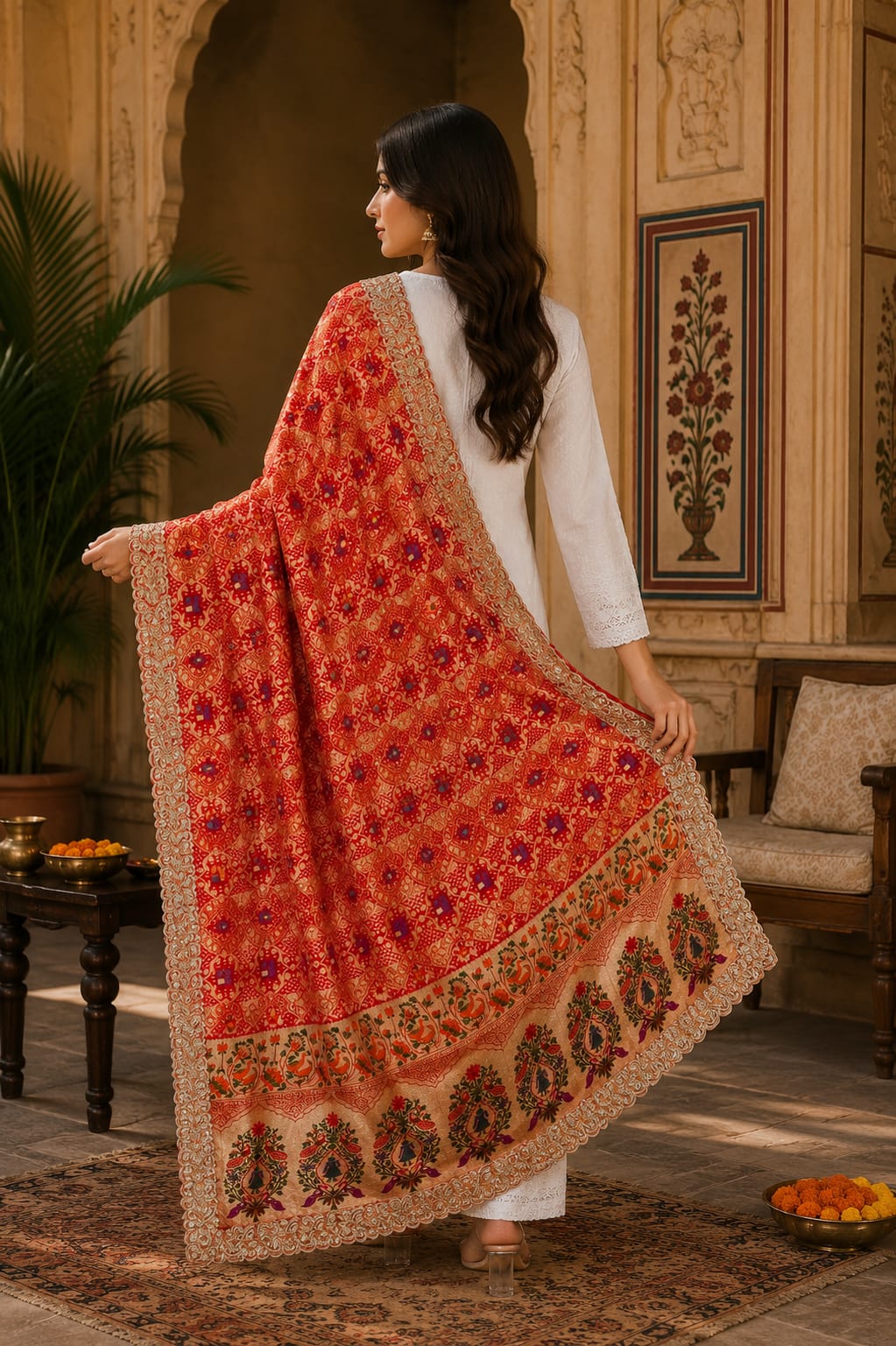 KcPc Letest Khaddi Georgette Embroidery Heavy Border Work DupattaTUF