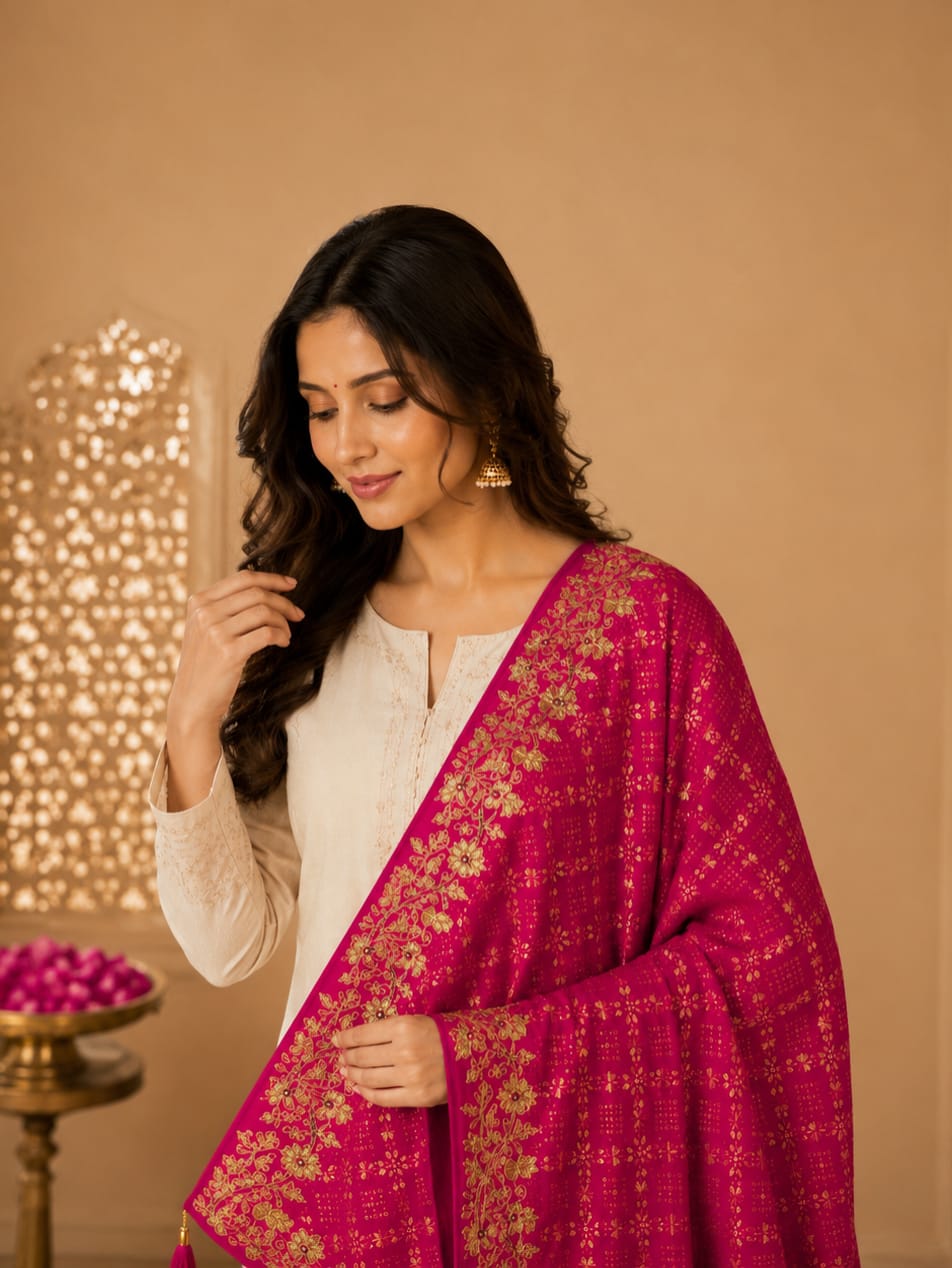 KcPc Premium Ethnic Khaddi Georgette Banarasi Style Dupatta SAS