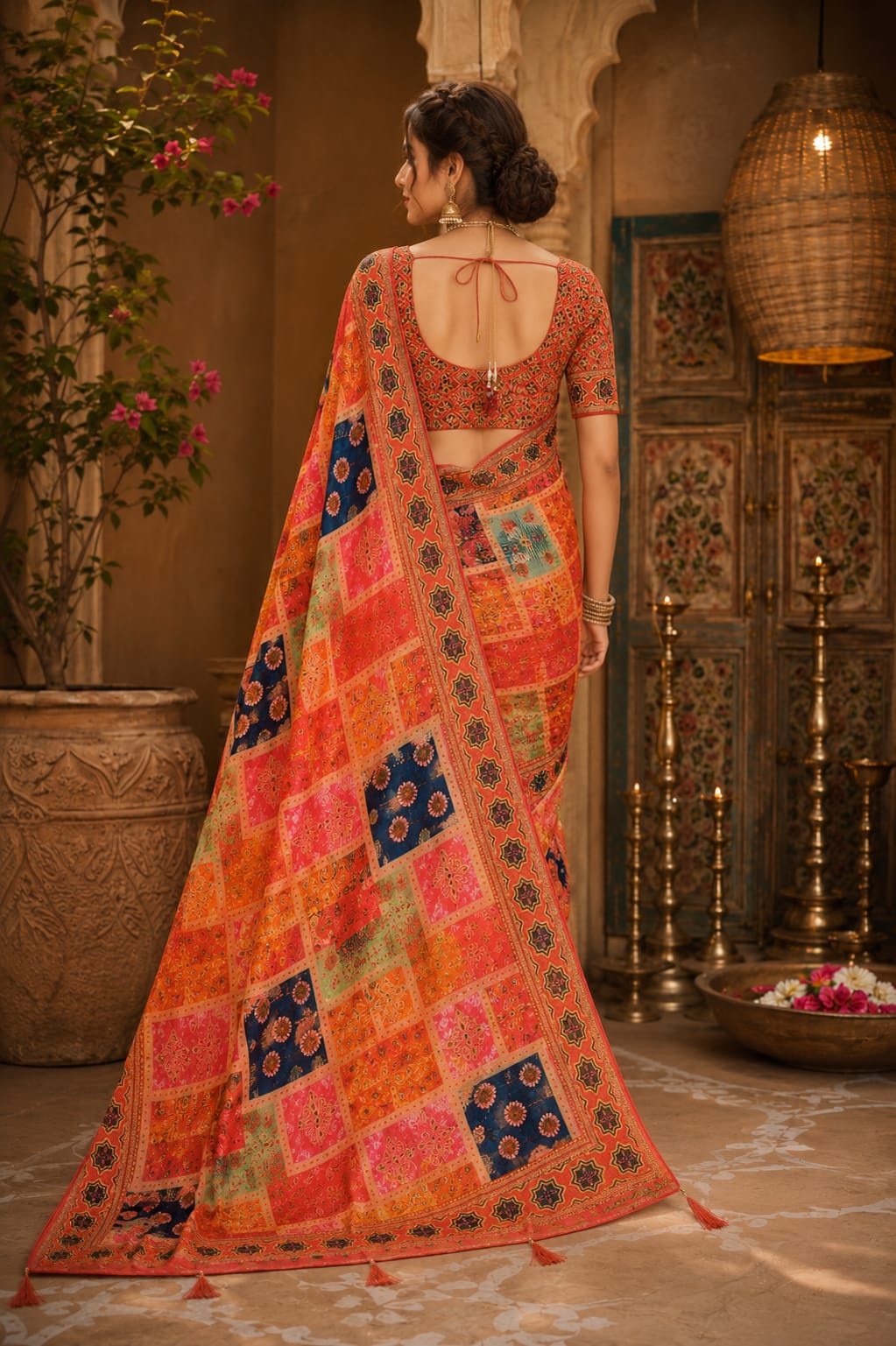 KcPc Beautiful Designer Saree with Stylish Mirror Embellishment WorkASH
