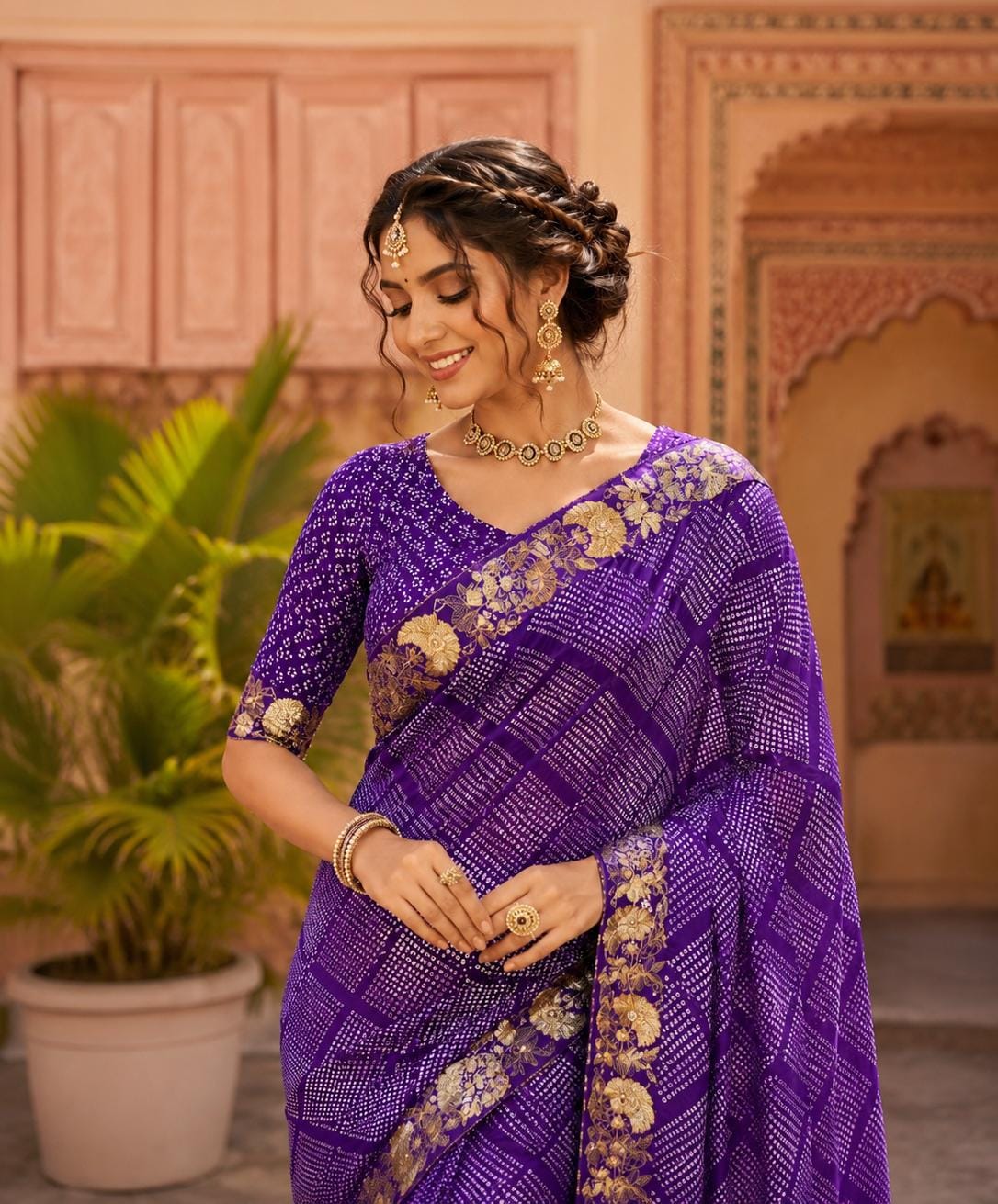 KcPc Premium Creap Silk Saree with Traditional Bandhani StyleBAL