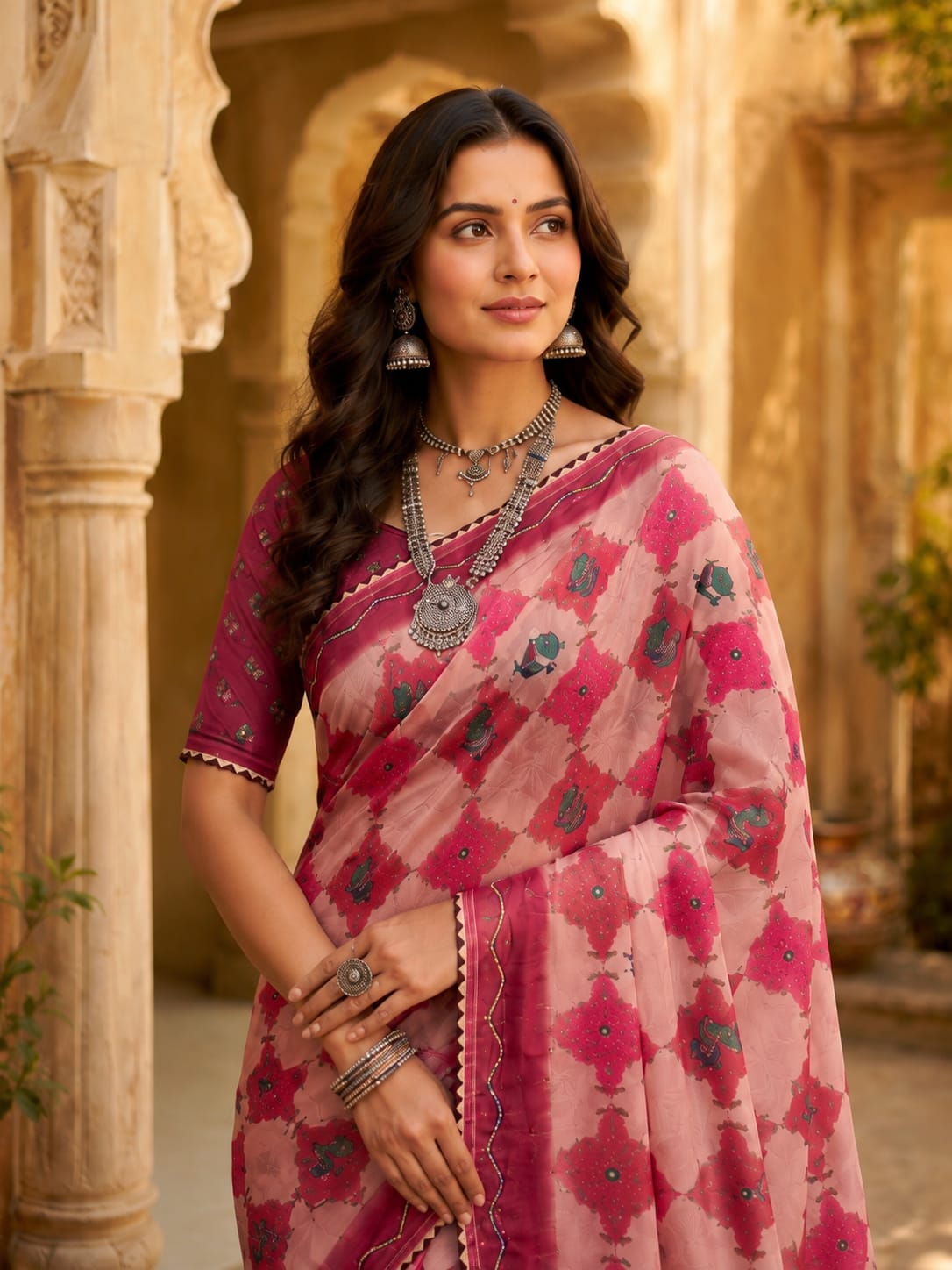 KcPc New Premium Kalamkari Style Cotton Saree for Elegant Casual Wear