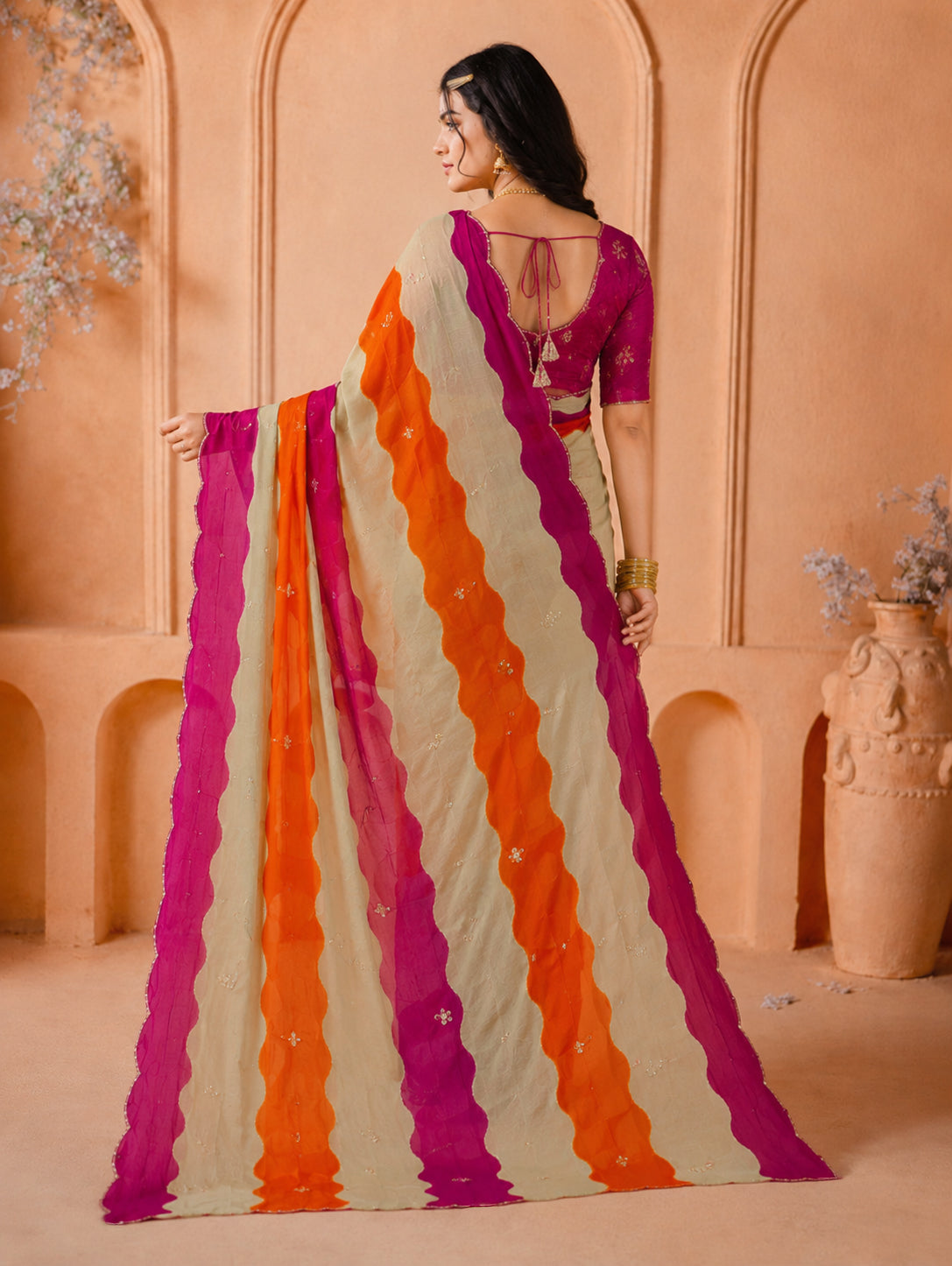 KcPc Premium Chiffon Saree with Cutdana WorkSHCR