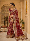 KcPcPure Gaji Silk Bandhani Saree with Handcrafted Gotapatti Work AMT