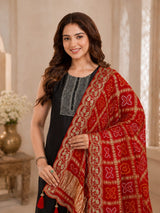 KcPc New Premium Handcrafted Bandhani Gaji Silk Dupatta