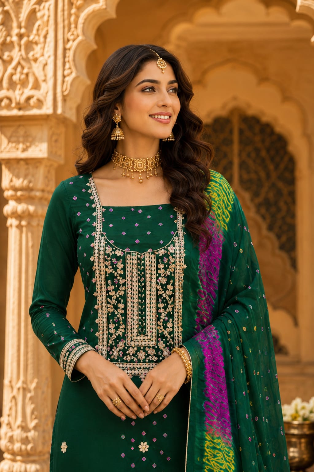 KcPc Traditional Bandhani Modal Silk Suit with DupattaJITEN