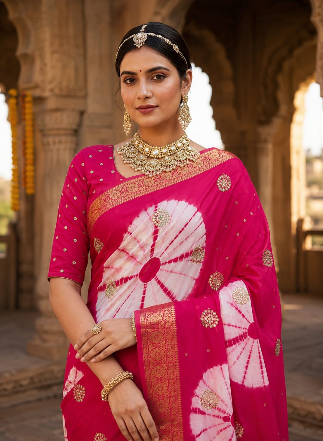 KcPc Premium Shibori Style Sarees with Aari Tari Work GAN