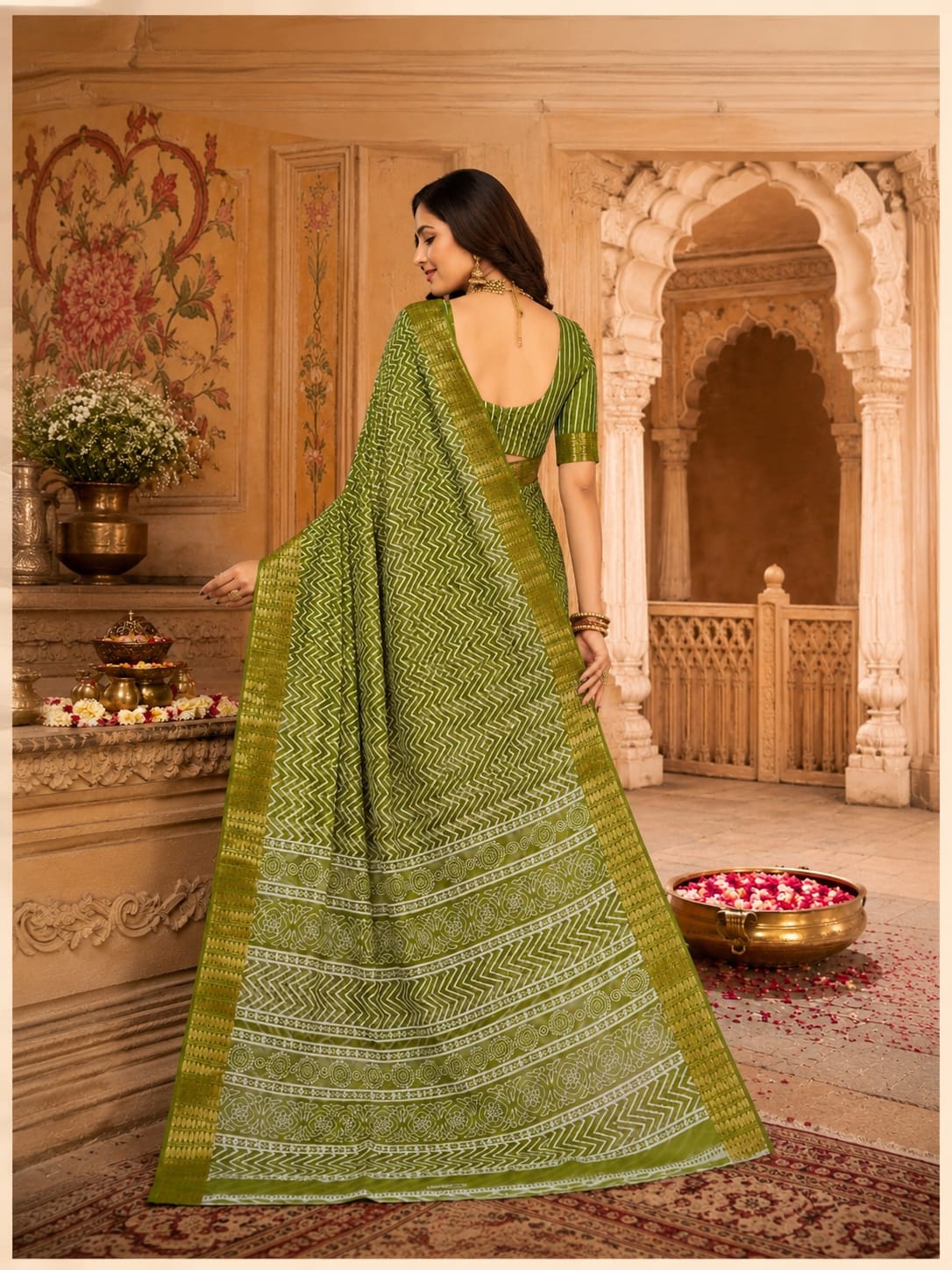 KcPc Luxury Cotton Silk Festive Wear Zig Zag SareeSTL
