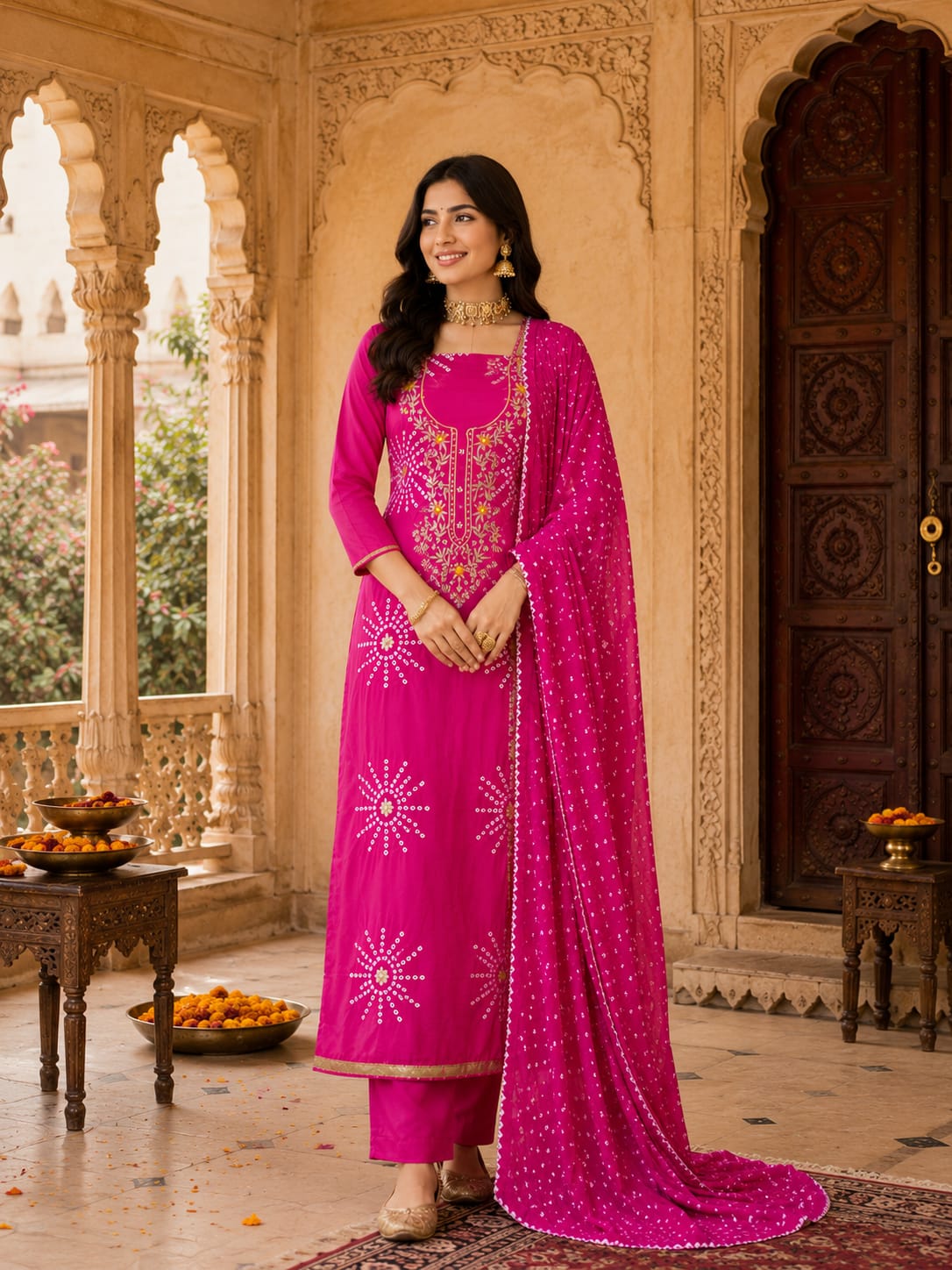 KcPc Modal Silk Bandhani Salwar Suit with Gotapatti WorkJITEN
