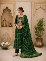 KcPc Traditional Gaji Silk Suit with Gotapatti EmbroideryJITEN