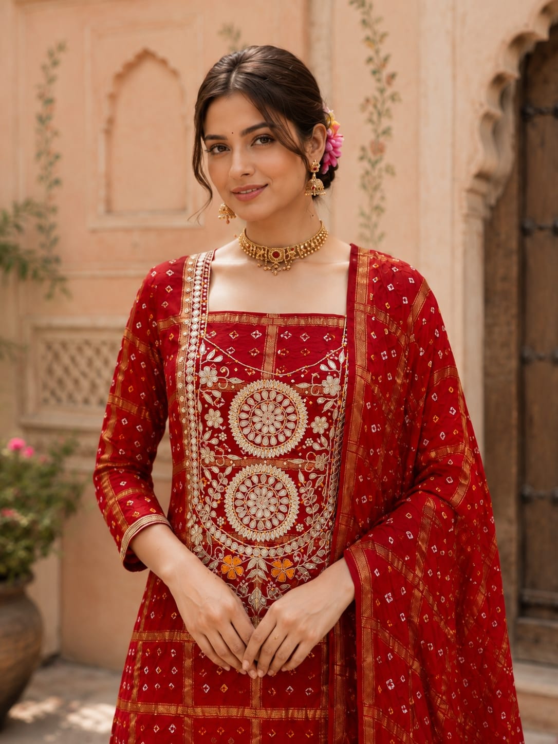 KcPc Luxury Gaji Silk Bandhani Suit Set for Festive Wear JITEN
