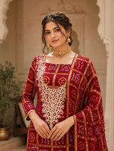 KcPc Premium Gaji Silk Bandhani Salwar Suit with DupattaJITEN