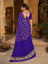 KcPc Premium Semi Gaji Silk Bandhani Saree for Women MSC