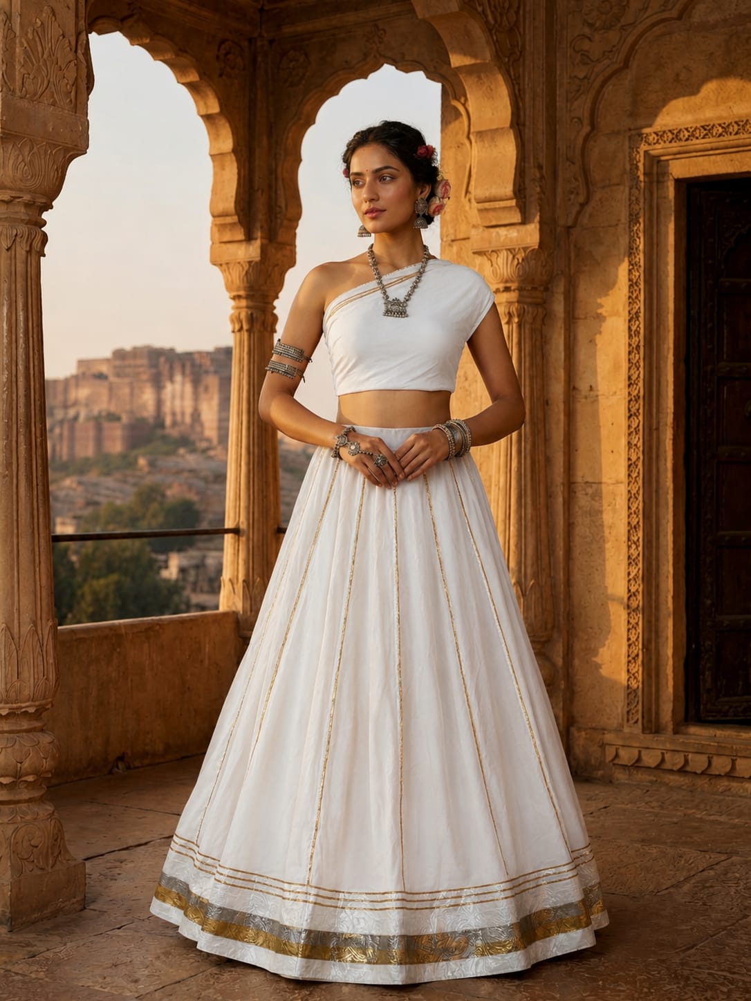 KcPc New Cotton Silk Festive Lehenga with Traditional Gota Work SSB