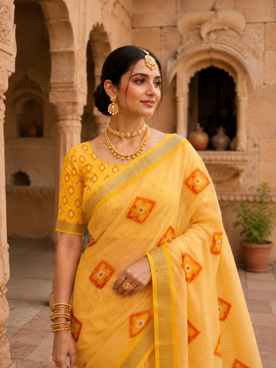 KcPc Premium Cotton Silk Sarees with Elegant Mirror Work GAN