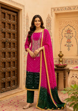 KcPc Beautiful Modal Silk Bandhani Suit Sets KML