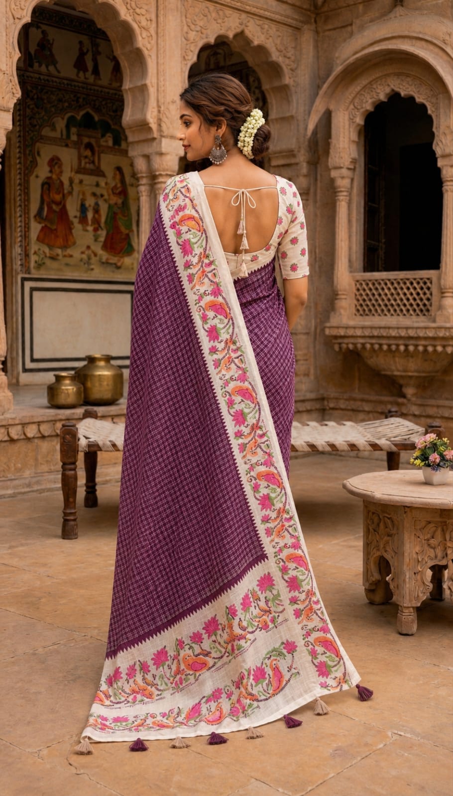 KcPc Traditional Banarasi Style Soft Tussar Silk Saree With Blouse VJT