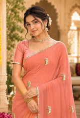 KcPc New Beautiful Chiffon Saree with Rich Gota Work and Royal Appeal