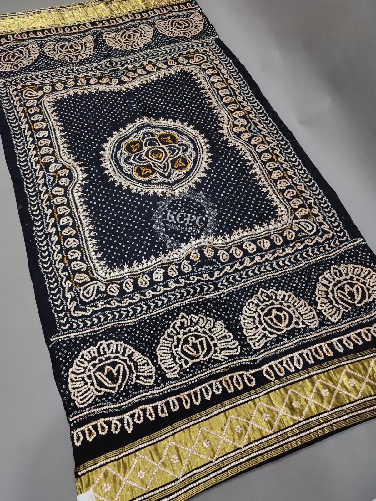 KcPc New Pure Gaji Silk Bandhani Gotapatti work Dupatta AMT