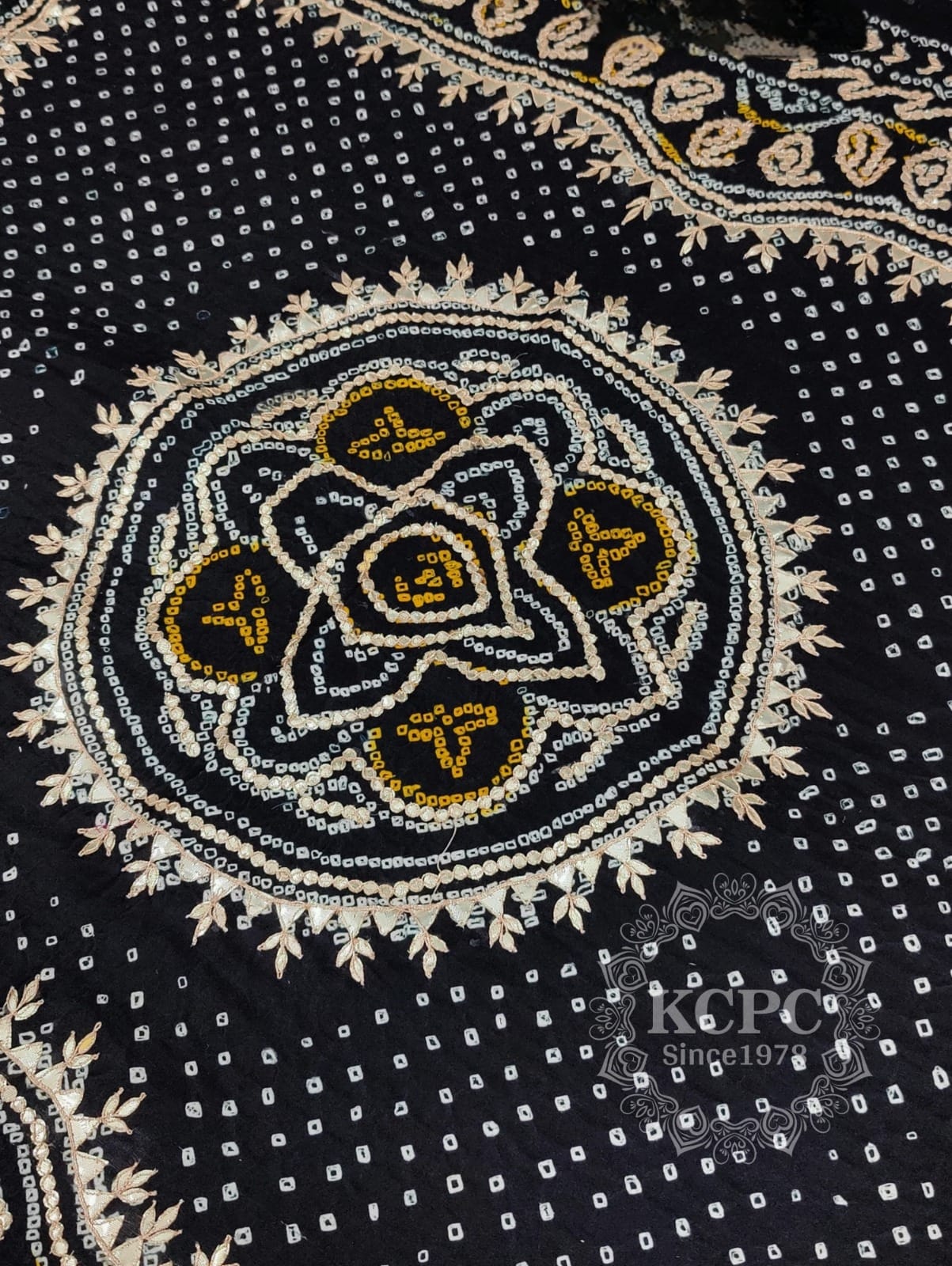 KcPc New Pure Gaji Silk Bandhani Gotapatti work Dupatta AMT