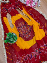 KcPc Beautiful Bandhani Georgette Pila Chunri for Traditional Wear