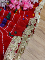 KcPc Georgette Bandhani Pila Chunri with Gotapatti Border