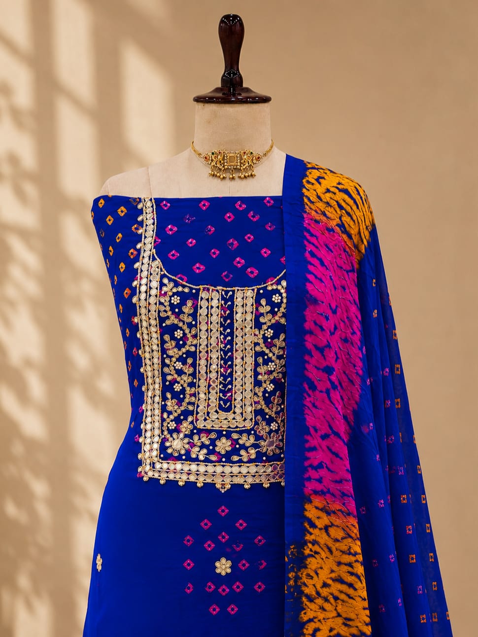 KcPc Premium Modal Silk Bandhani Suit Set with Gotapatti Work JITEN