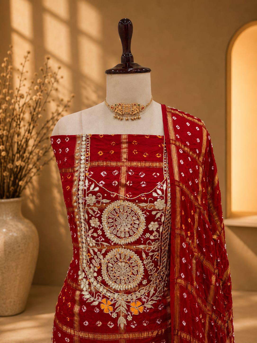 KcPc Luxury Gaji Silk Bandhani Suit Set for Festive Wear JITEN