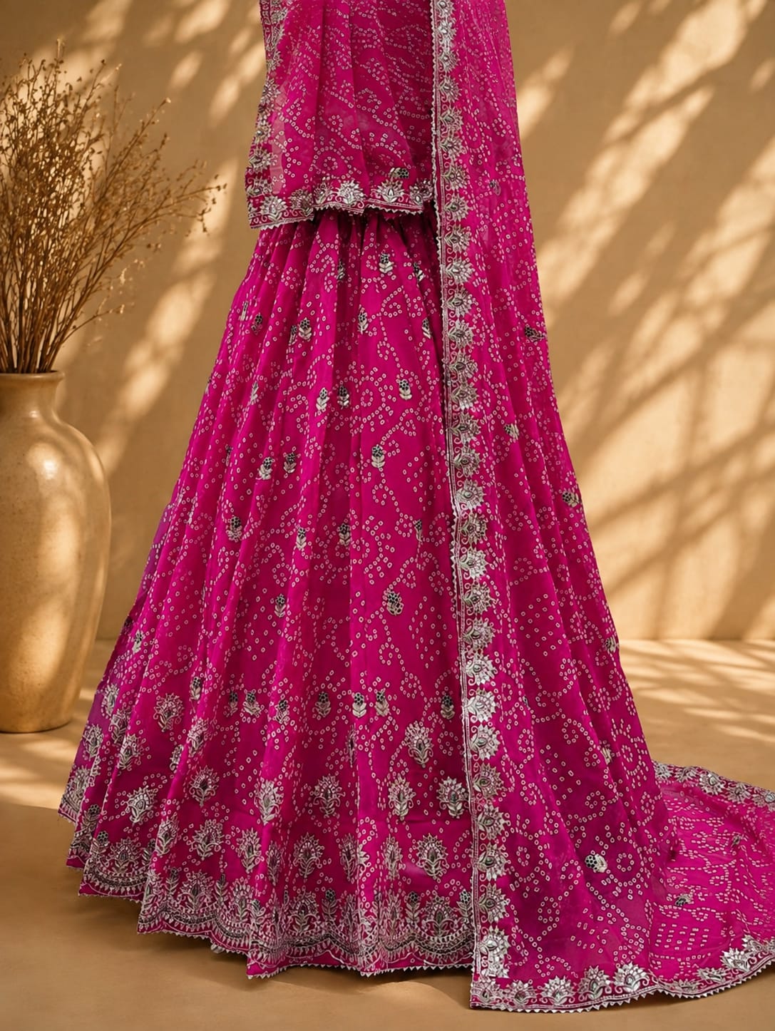 KcPc Traditional Bandhani Style Georgette Festive Wear Lehenga GSM