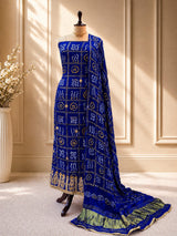 KcPc Traditional Gaji Silk Bandhani Suit with DupattaJITEN