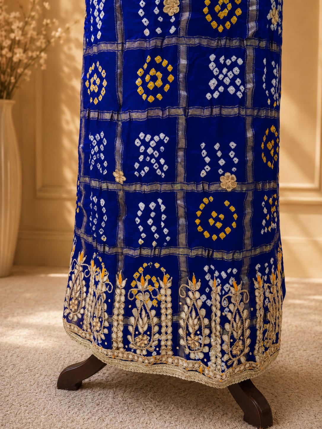 KcPc Traditional Gaji Silk Bandhani Suit with DupattaJITEN