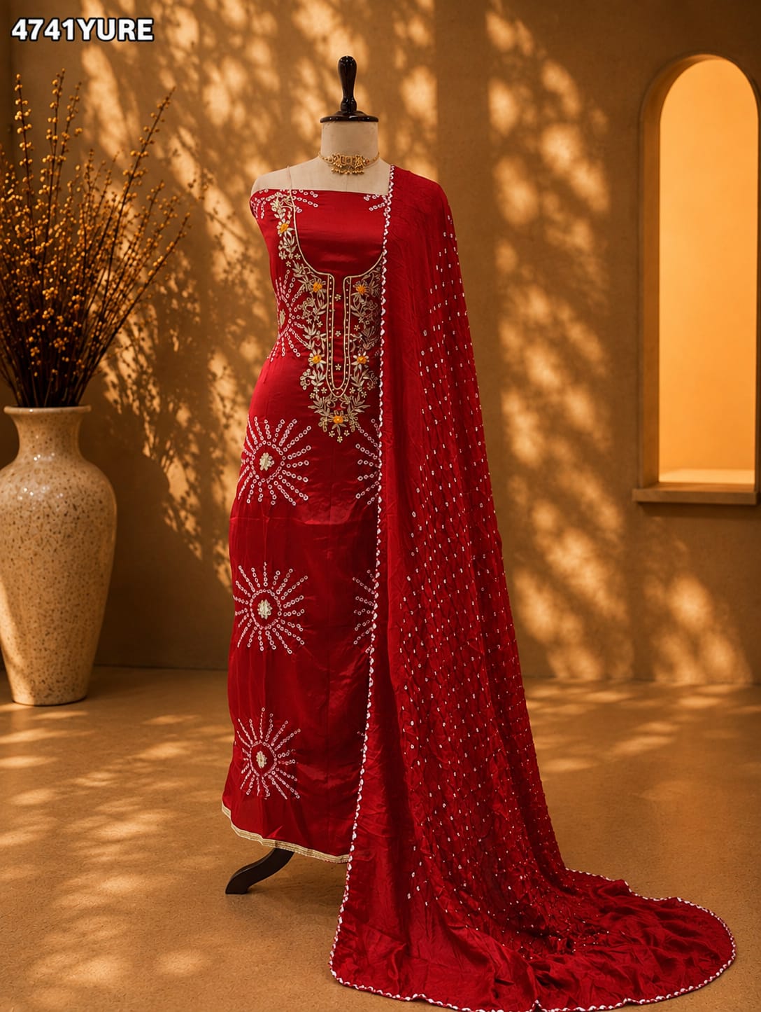 KcPc Luxury Modal Silk Bandhani Suit with Gotapatti EmbroideryJITEN