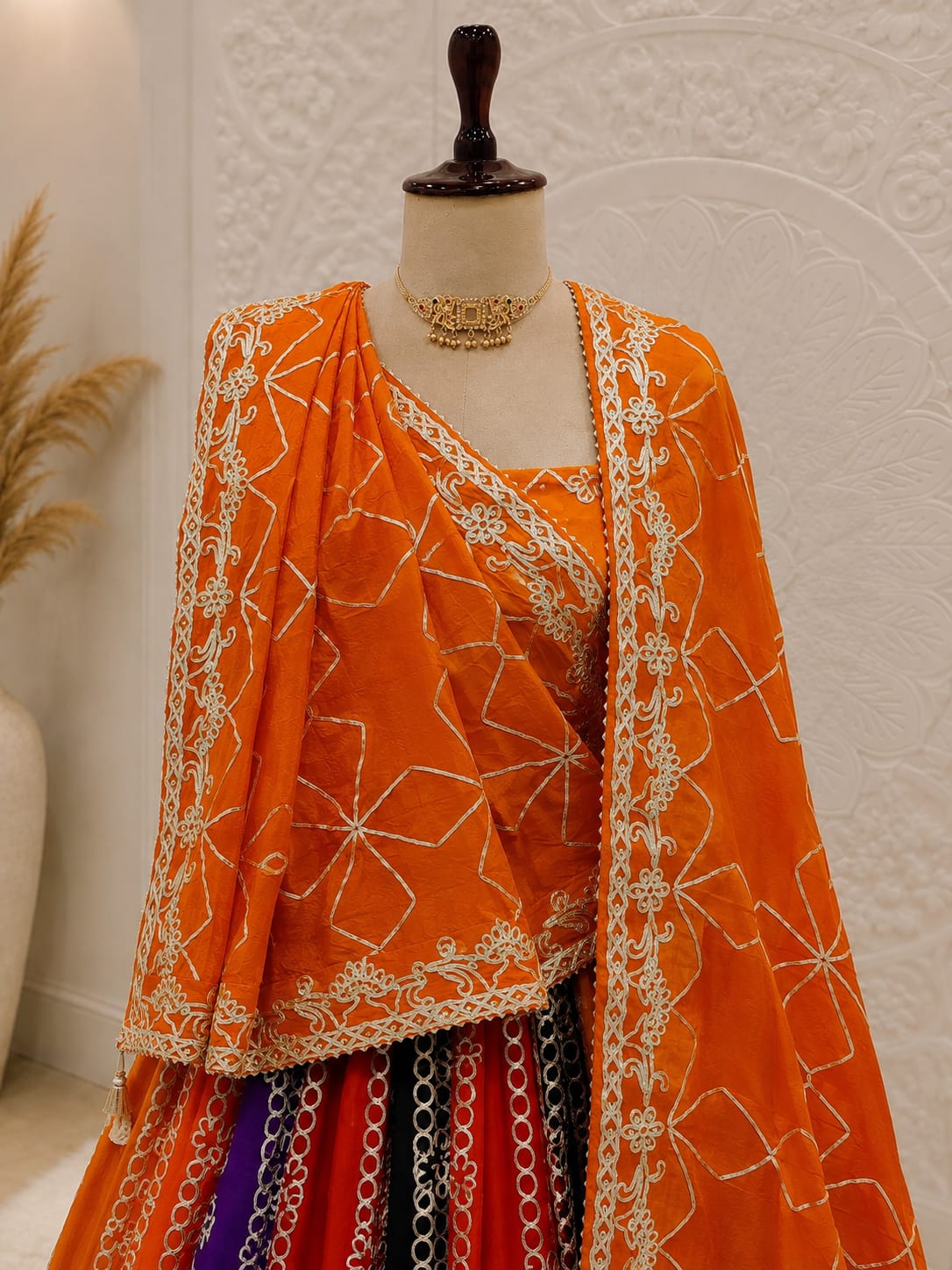 KcPc New Premium Designer Style Georgette ChiffonLehenga with Beautiful Gota Patti DetailingGOR