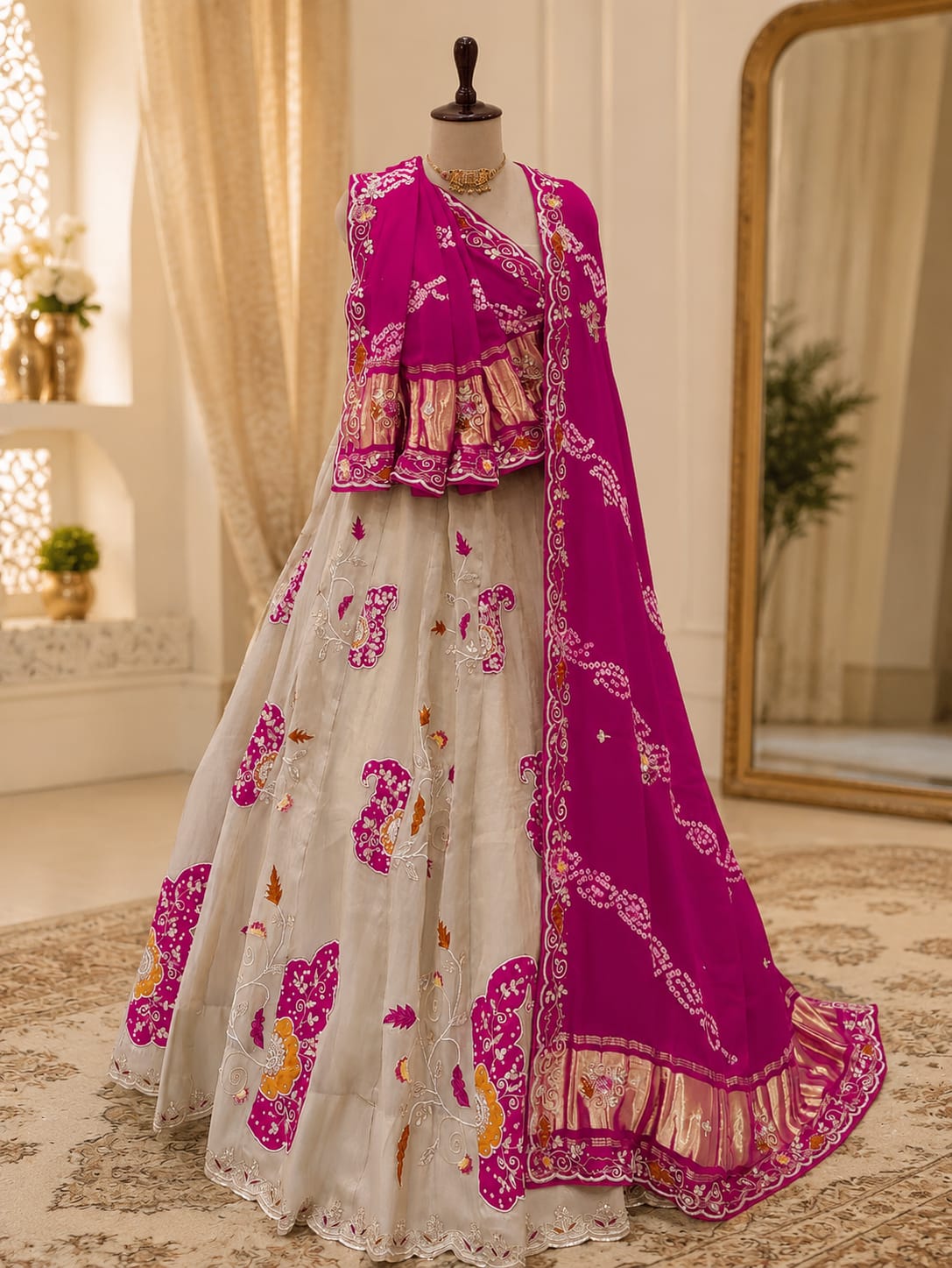 KcPc Premium Bandhani Style Upada Silk Lehenga with Rich Gotapatti DetailingMAD