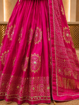 KcPc Royal Look Gaji Silk Bandhani Lehenga for WomenGOR