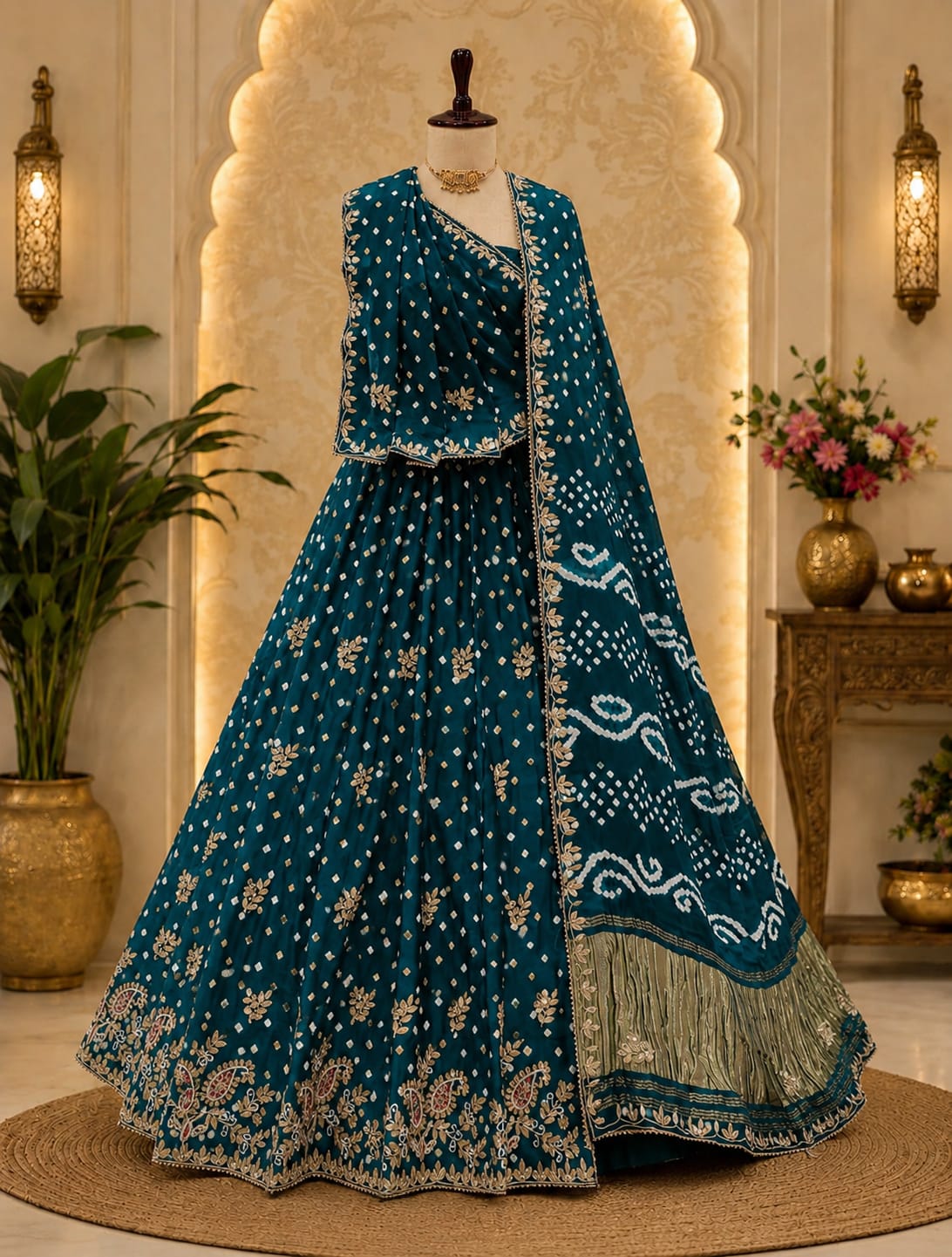 KcPc Royal Bandhani Modal Silk Lehenga with Rich Cutdana Work BTU