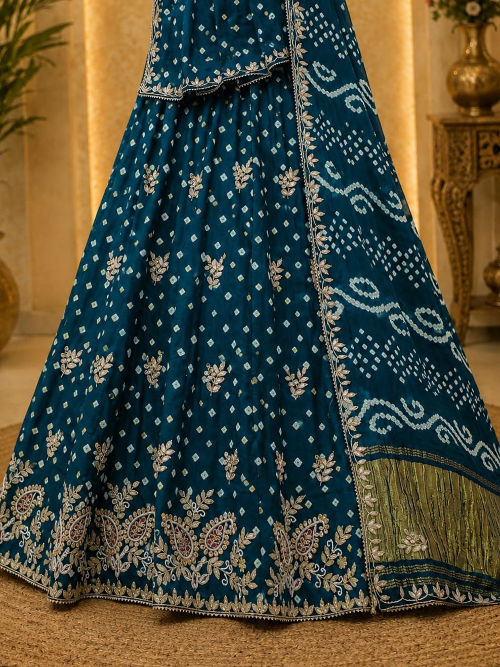 KcPc Royal Bandhani Modal Silk Lehenga with Rich Cutdana Work BTU