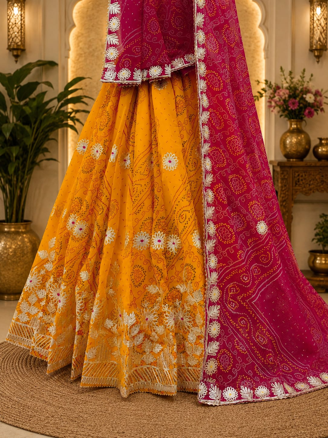 KcPc Royal Bandhani Georgette Lehenga with Elegant Gotapatti Detailing GOR