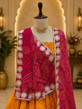 KcPc Royal Bandhani Georgette Lehenga with Elegant Gotapatti Detailing GOR