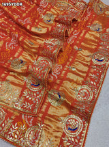 KcPc New Traditional Gaji Silk Bandhej Dupatta with Elegant Gota Patti WorkAMT