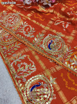 KcPc New Traditional Gaji Silk Bandhej Dupatta with Elegant Gota Patti WorkAMT