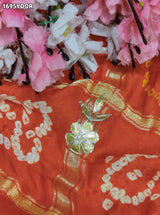 KcPc New Traditional Gaji Silk Bandhej Dupatta with Elegant Gota Patti WorkAMT