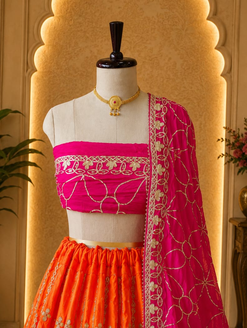 KcPc New Georgette Chiffon Traditional Lehenga with GotaPatti Work GOR