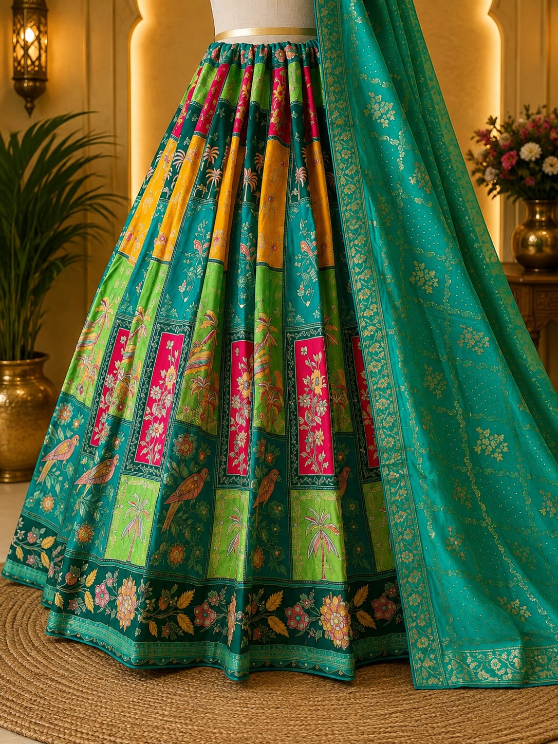 KcPc New Upada Silk Banarasi Style Lehenga with Cutdana Work ANJ