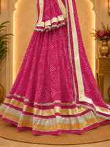 KcPc New Georgette Bandhani Style Lehenga with Gota Border Wedding Wear Collection SSB