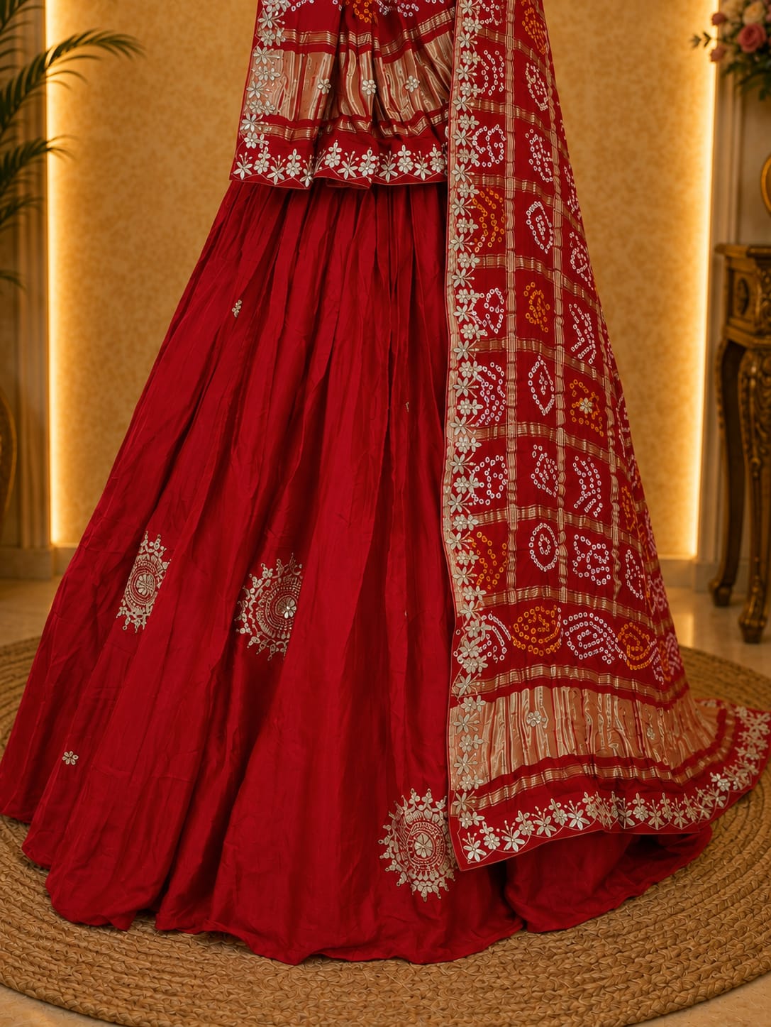 KcPc Pure Gajji Silk Lehenga & Dupptta With Gorgeous Gotapatti WorkBTU