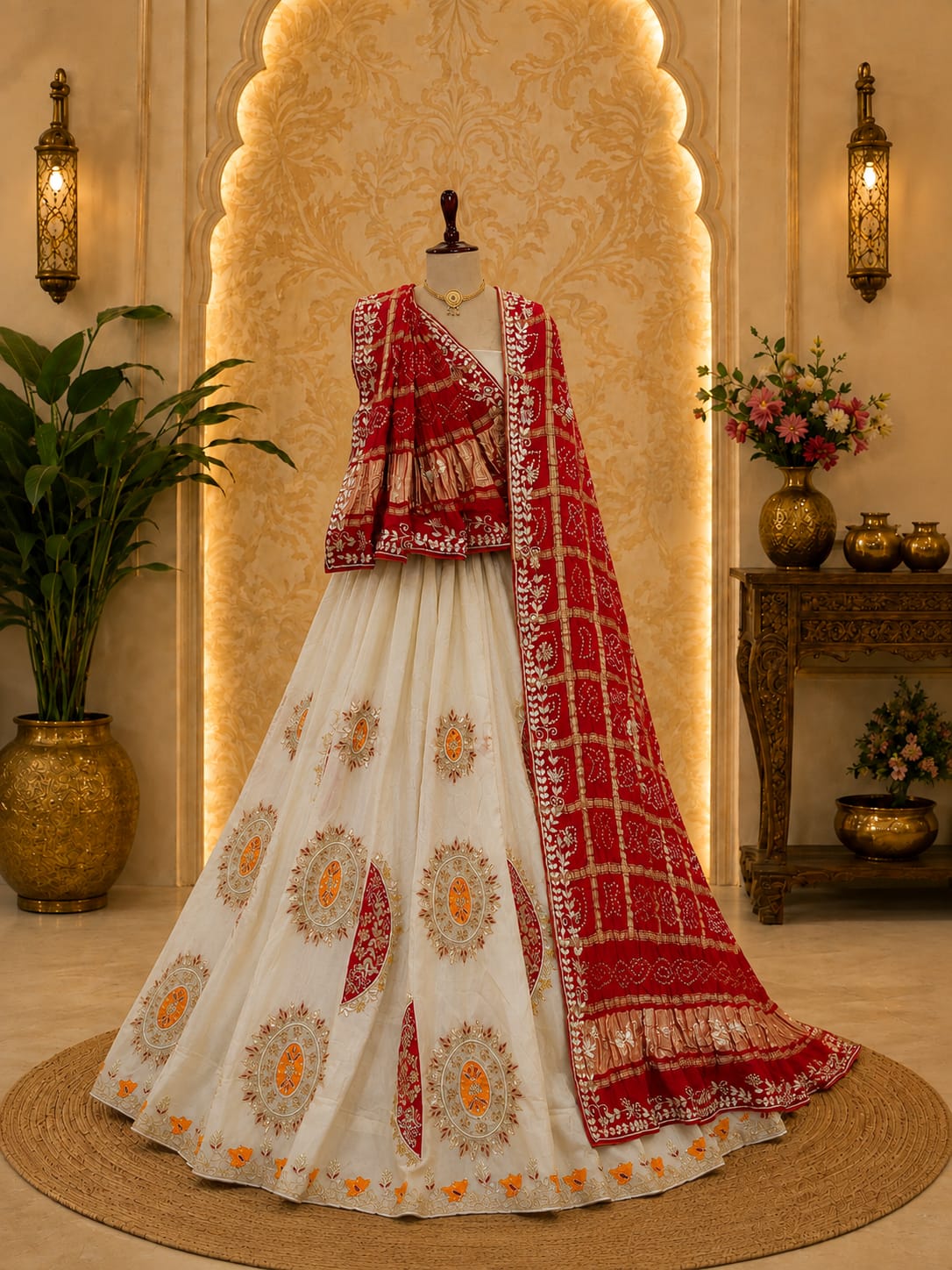 KcPc New Tissue Silk Jaipuri Lehenga with Gota Patti Hand WorkRTK