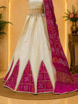 KcPc NewPremium Upada Silk Bandhani Lehenga with EmbroiderySSB
