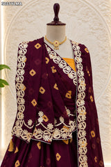 KcPcChinon Silk Bandhani Lehenga Set Elegant Gotapatti Detailing for Festive Occasions SSB