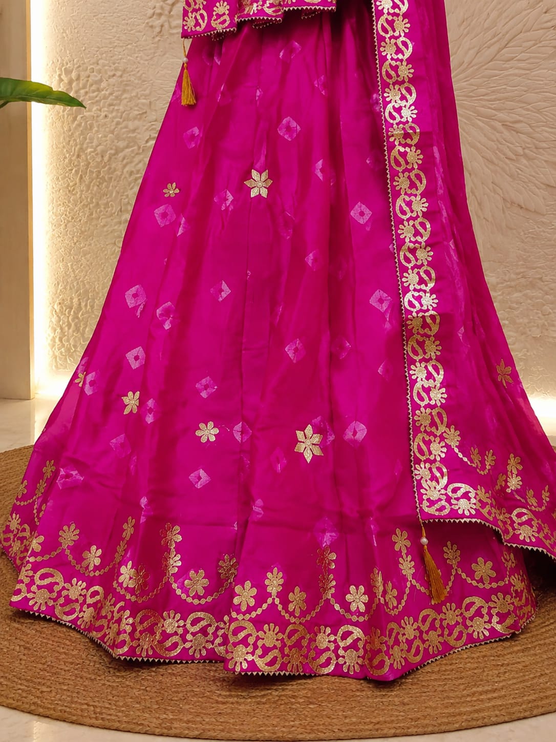 KcPc New Festive Ready Bandhani Lehenga in Chinon Silk with Gota Work SSB